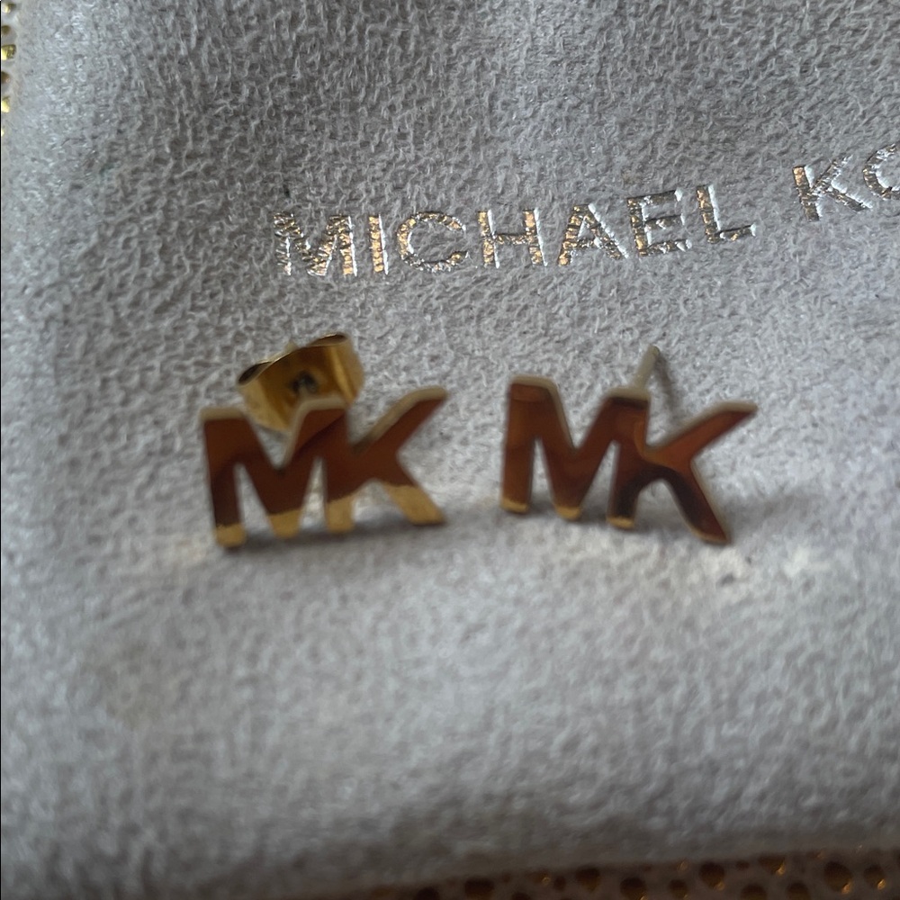 Michael Kors Gold Logo Stud Earrings - Picture 6 of 6